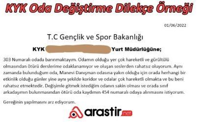 KYK Oda Değiştirme Dilekçesi